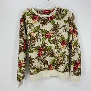 SUPREME Hibiscus Floral Tropical Crew Neck Sweatshirt Women's LARGE